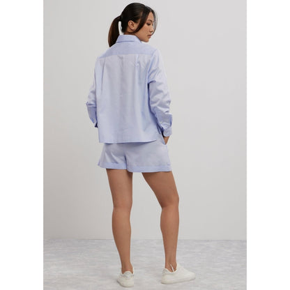 Pallavi Swadi Sky Blue Swarovski Heart Shorts Co-Ord Set