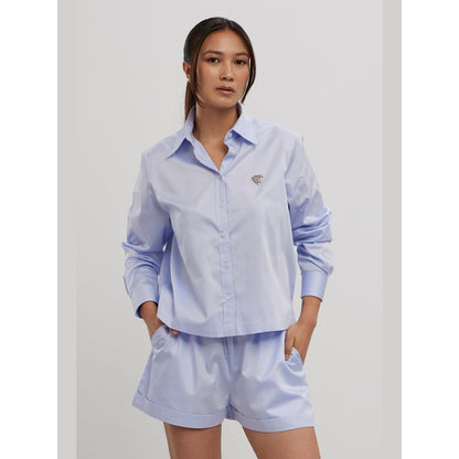 Pallavi Swadi Sky Blue Swarovski Heart Shorts Co-Ord Set