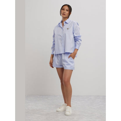 Pallavi Swadi Sky Blue Swarovski Heart Shorts Co-Ord Set