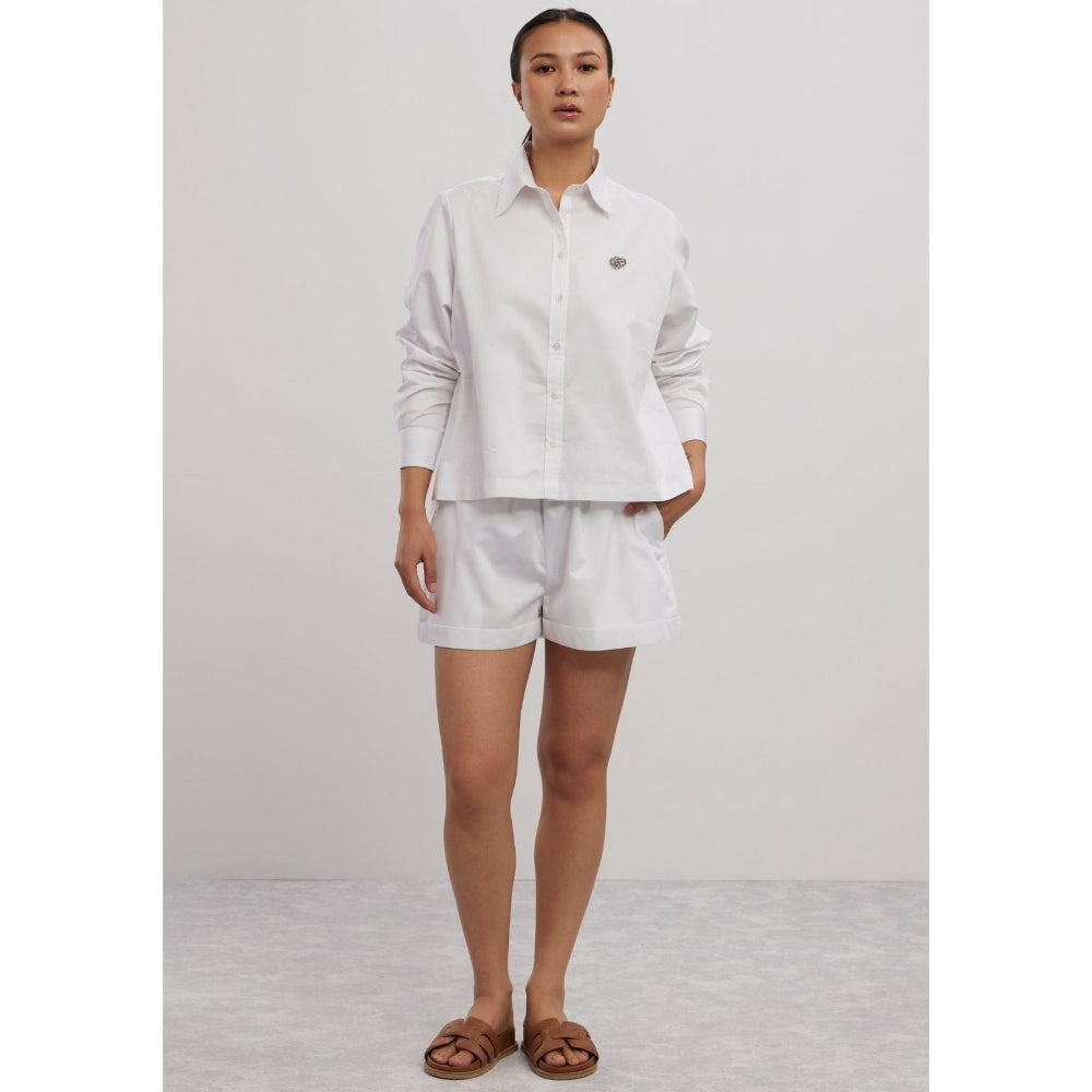 Pallavi Swadi White Swarovski Heart Shorts Co-Ord Set