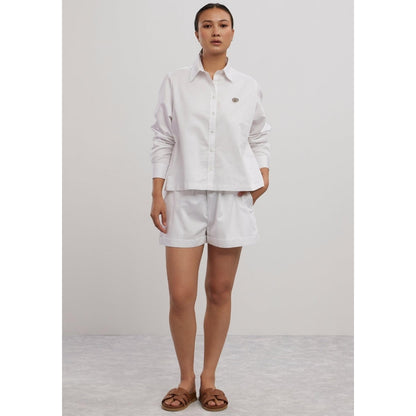 Pallavi Swadi White Swarovski Heart Shorts Co-Ord Set