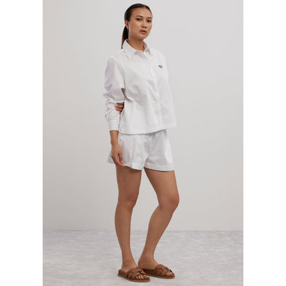 Pallavi Swadi White Swarovski Heart Shorts Co-Ord Set