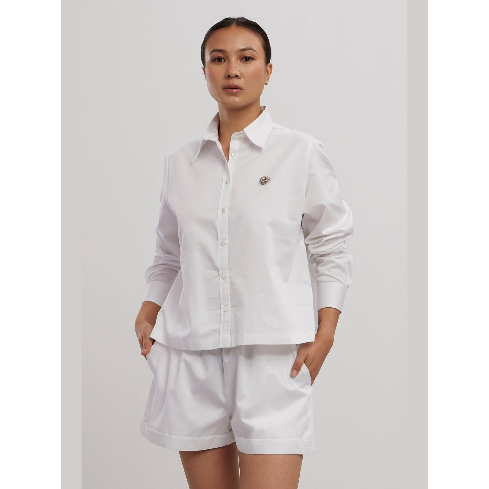 Pallavi Swadi White Swarovski Heart Shorts Co-Ord Set