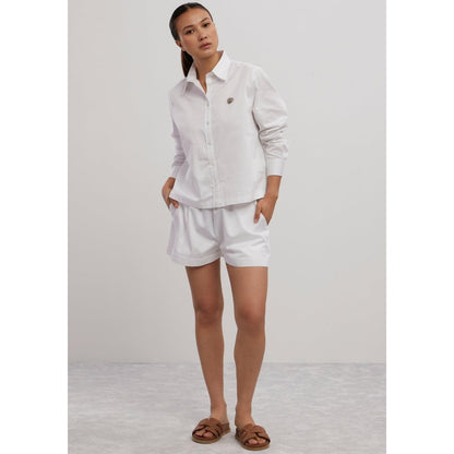 Pallavi Swadi White Swarovski Heart Shorts Co-Ord Set