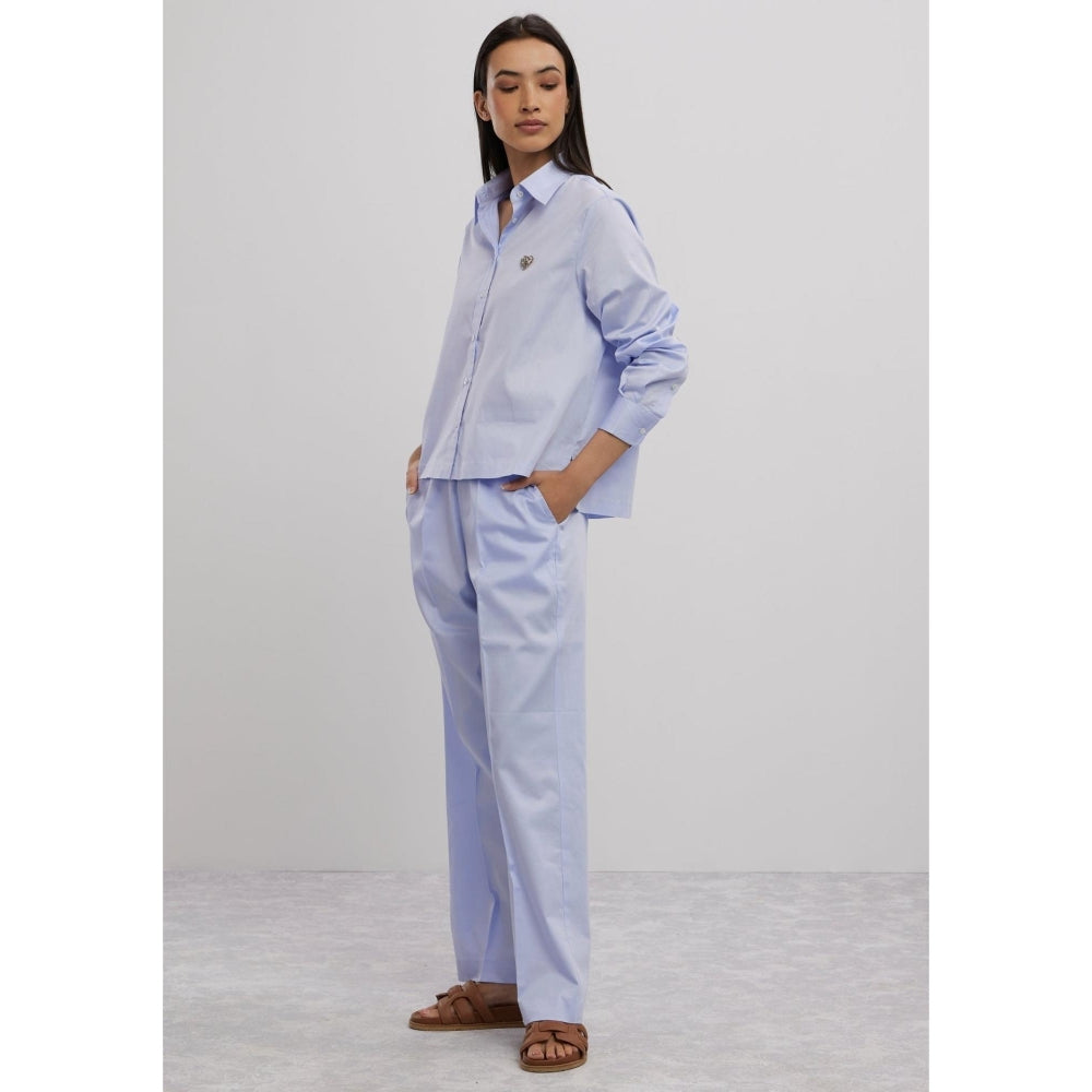 Pallavi Swadi Sky Blue Swarovski Heart Co-Ord Set