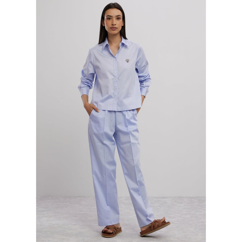 Pallavi Swadi Sky Blue Swarovski Heart Co-Ord Set