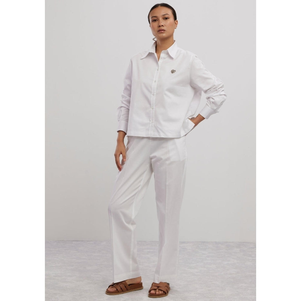 Pallavi Swadi White Swarovski Heart Co-Ord Set