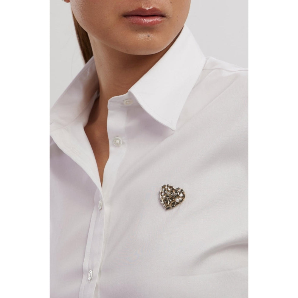 Pallavi Swadi White Swarovski Heart Co-Ord Set