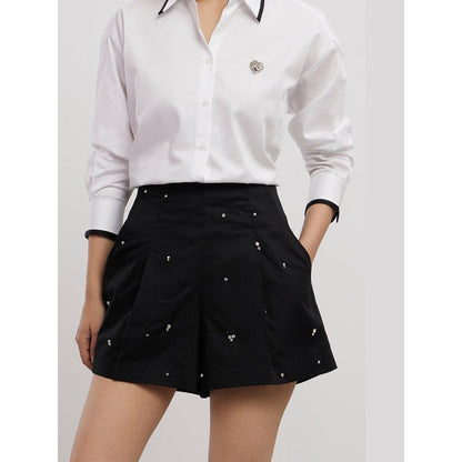 Pallavi Swadi Black Swarovski Shorts