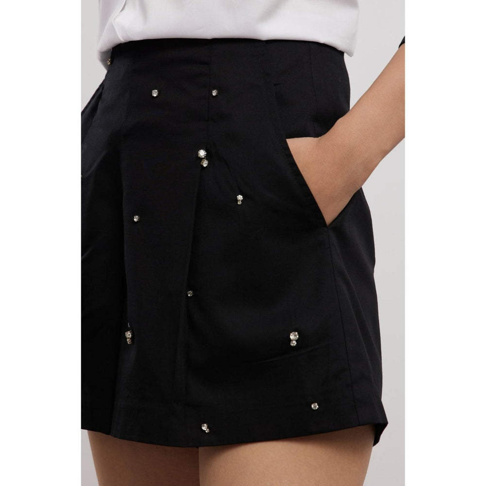 Pallavi Swadi Black Swarovski Shorts
