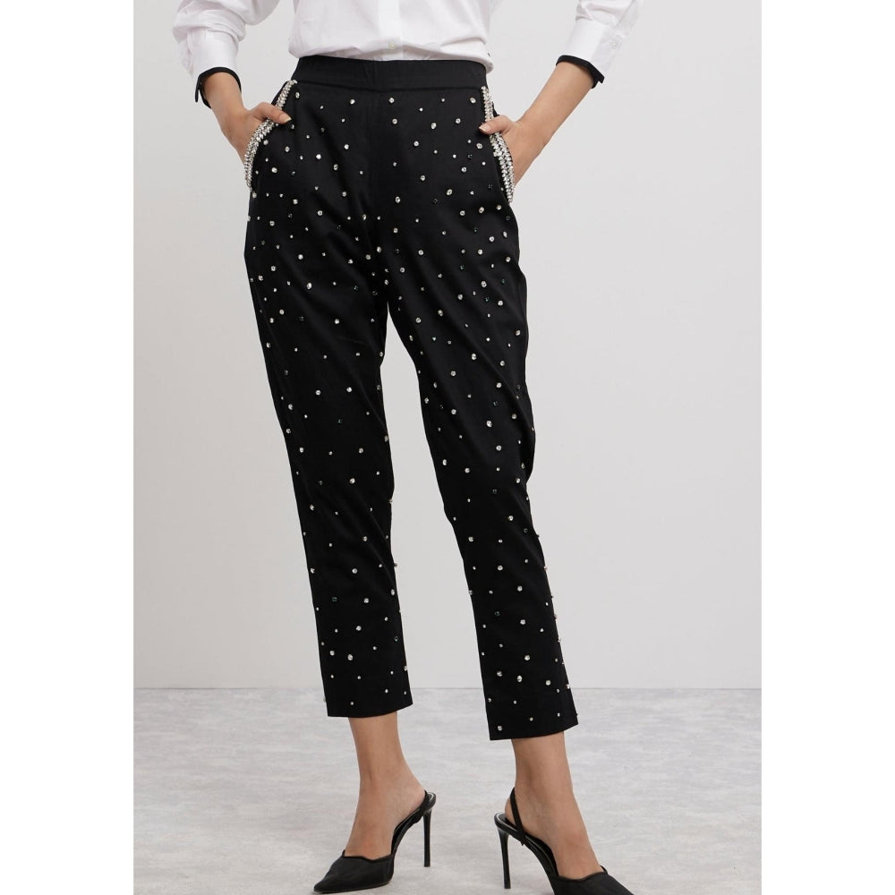 Pallavi Swadi Black Swarovski Emerald Pant
