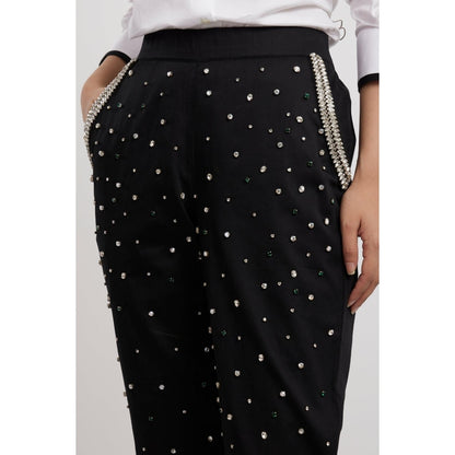 Pallavi Swadi Black Swarovski Emerald Pant