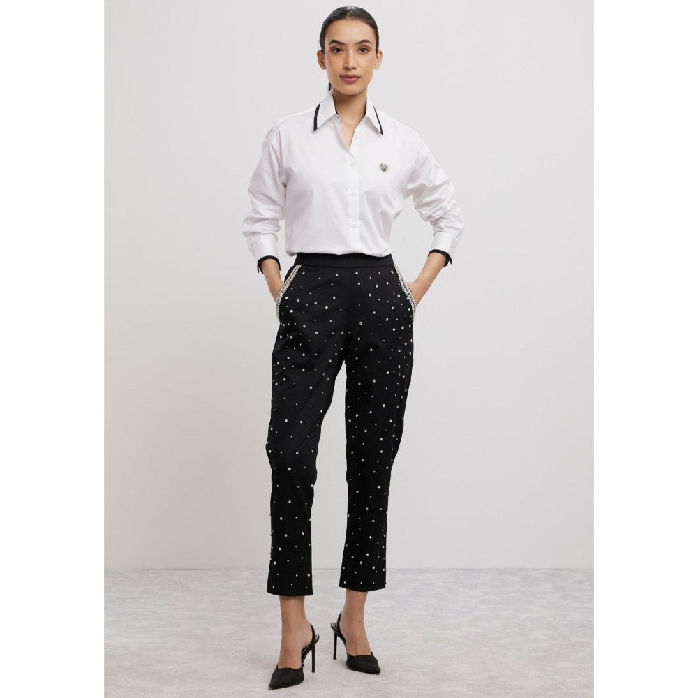Pallavi Swadi Black Swarovski Emerald Pant