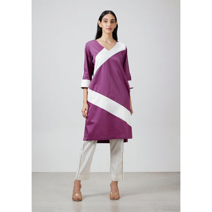 Pallavi Swadi Wine Stripe Kurta with Pant