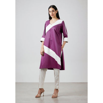 Pallavi Swadi Wine Stripe Kurta with Pant