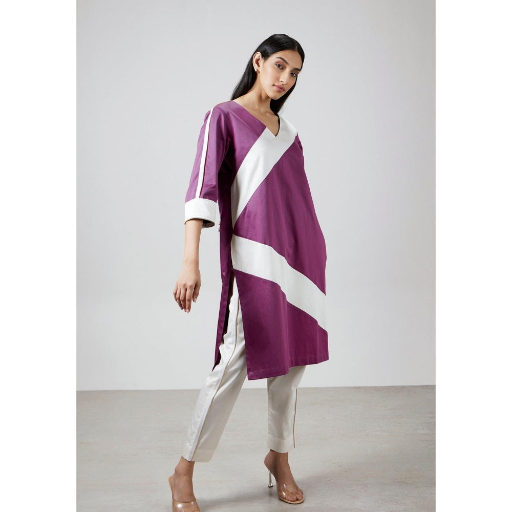 Pallavi Swadi Wine Stripe Kurta with Pant