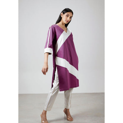 Pallavi Swadi Wine Stripe Kurta with Pant