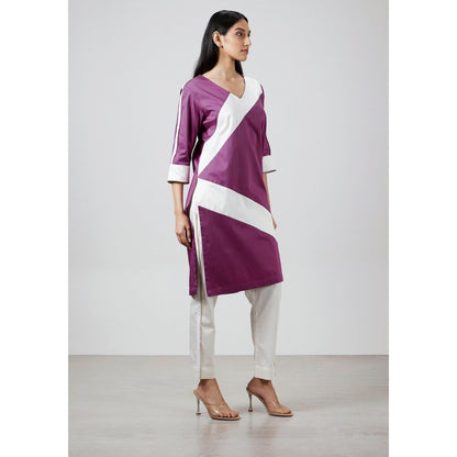 Pallavi Swadi Wine Stripe Kurta with Pant