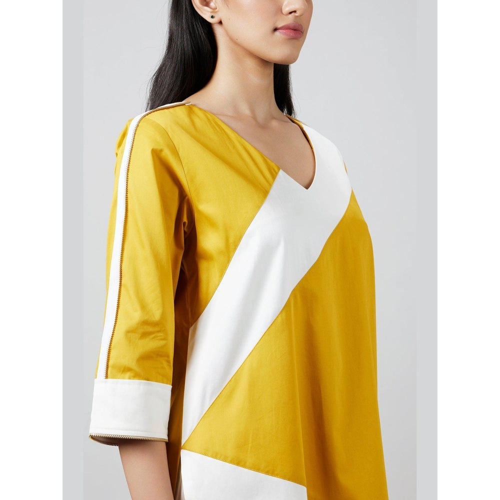 Pallavi Swadi Mustard Yellow Stripe Kurta with Pant