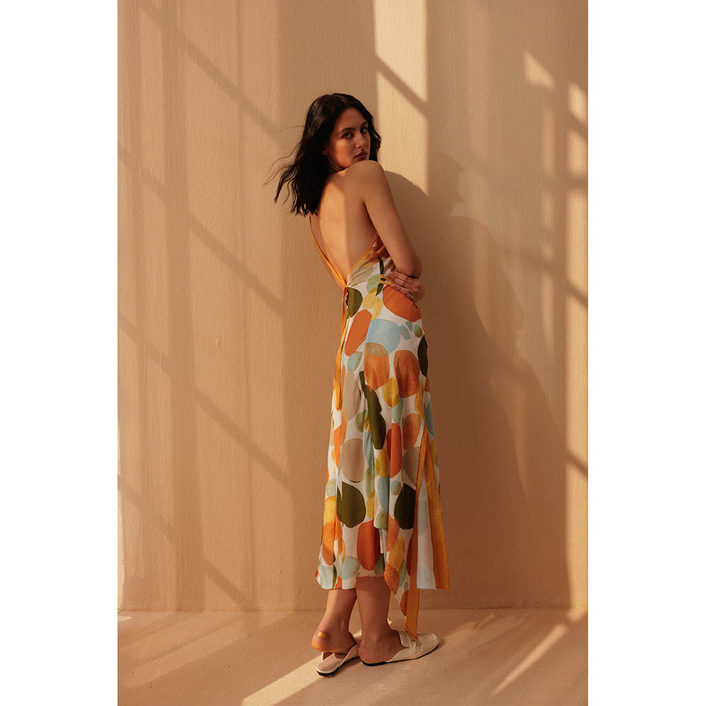 Pallavi Agarwal Yellow Printed Polka Dress With Adjustable Strap (Set of 2)