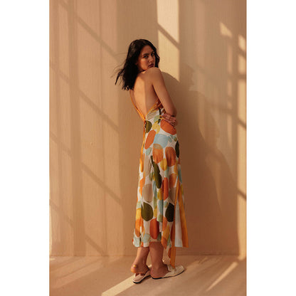 Pallavi Agarwal Yellow Printed Polka Dress With Adjustable Strap (Set of 2)