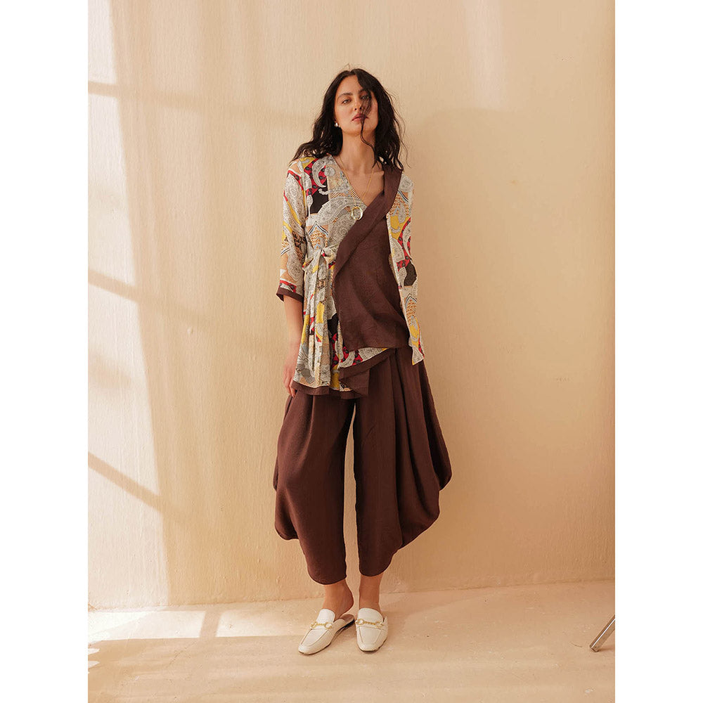 Pallavi Agarwal Brown Erina Wrap Co-Ord (Set of 2)
