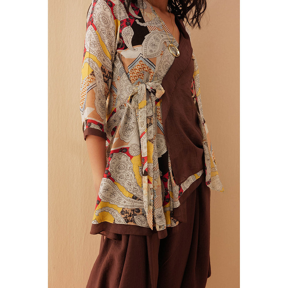 Pallavi Agarwal Brown Erina Wrap Co-Ord (Set of 2)