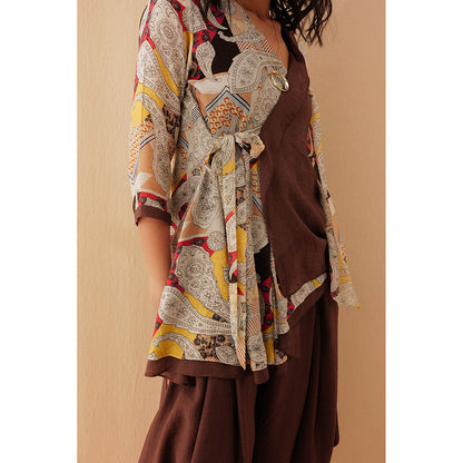 Pallavi Agarwal Brown Erina Wrap Co-Ord (Set of 2)