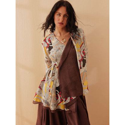 Pallavi Agarwal Brown Erina Wrap Co-Ord (Set of 2)