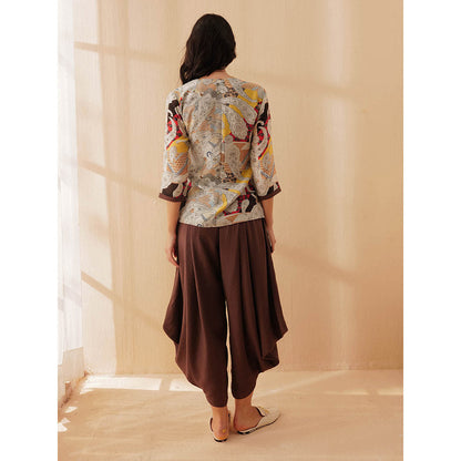 Pallavi Agarwal Brown Erina Wrap Co-Ord (Set of 2)