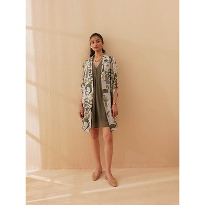 Pallavi Agarwal Olive Olivia Dress With Jacket (Set of 2)