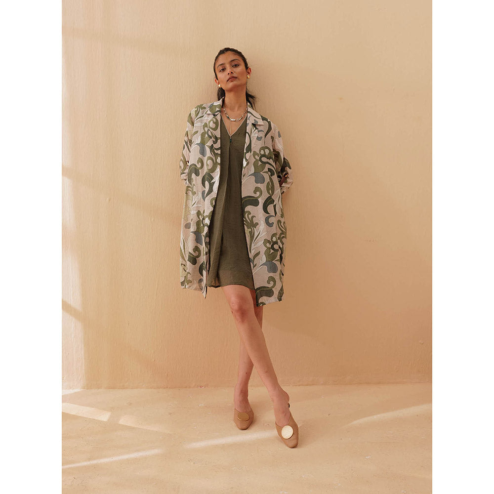 Pallavi Agarwal Olive Olivia Dress With Jacket (Set of 2)