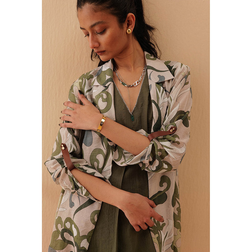 Pallavi Agarwal Olive Olivia Dress With Jacket (Set of 2)