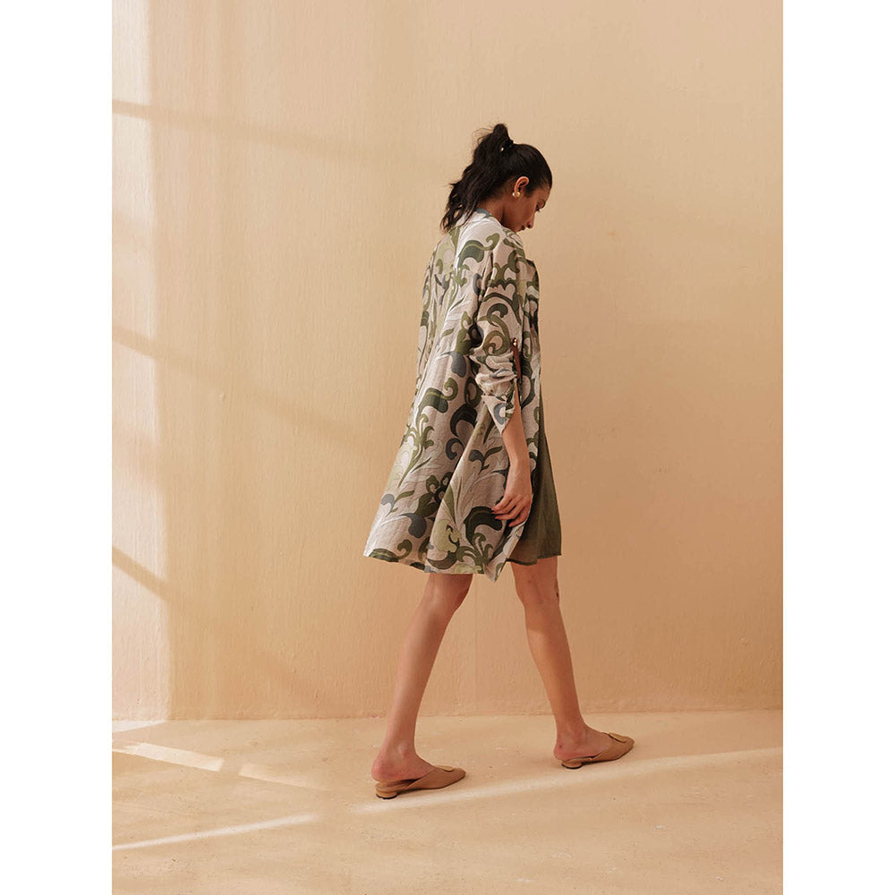 Pallavi Agarwal Olive Olivia Dress With Jacket (Set of 2)