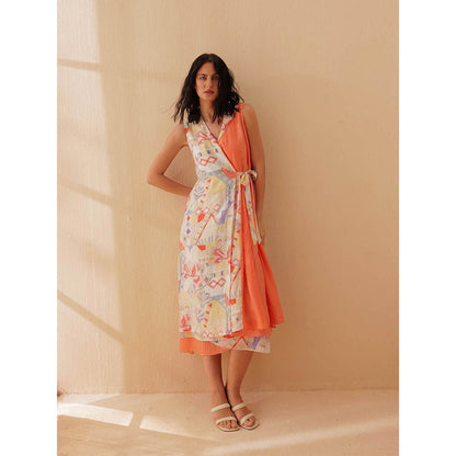 Pallavi Agarwal Peach Jigsaw Dress
