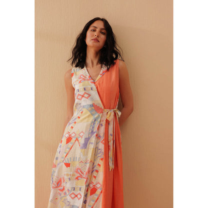 Pallavi Agarwal Peach Jigsaw Dress