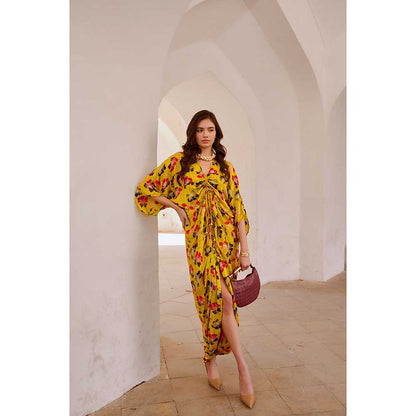 PALLAVI JAIPUR Gulbahar Drawstring Poppy Kaftan Dress