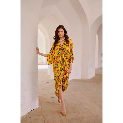 PALLAVI JAIPUR Gulbahar Drawstring Poppy Kaftan Dress