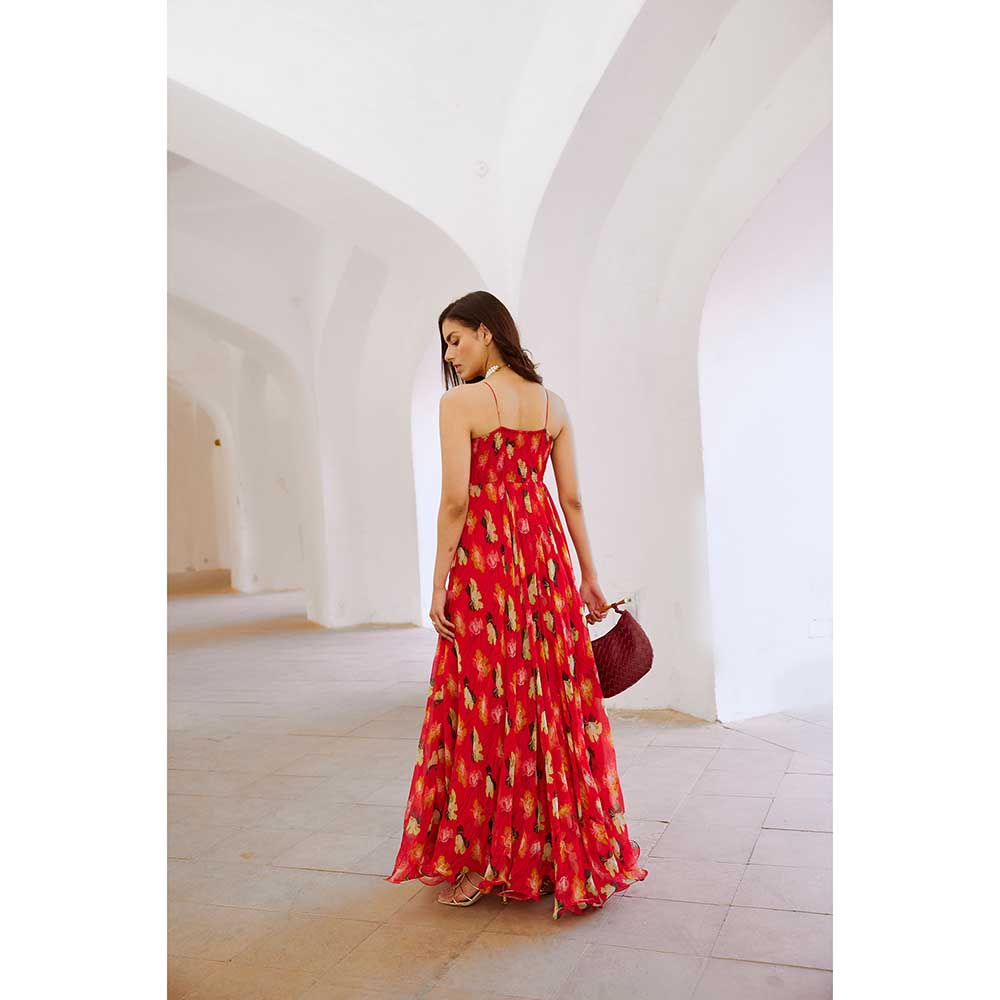 PALLAVI JAIPUR Lal Bagh Poppy Red Maxi Dress