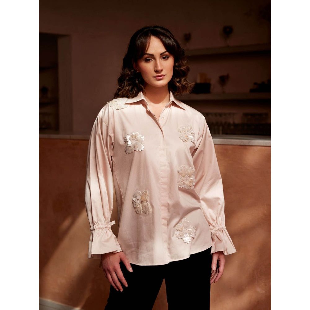 Palak Khandelwal Vanilla Cream Shirt with Sequin and Pearl Patches