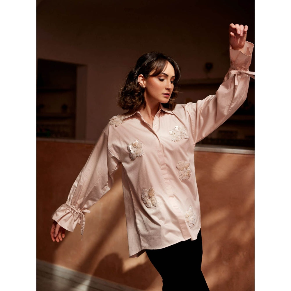 Palak Khandelwal Vanilla Cream Shirt with Sequin and Pearl Patches