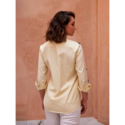 Palak Khandelwal Light Yellow Shirt with Sequin Abstract