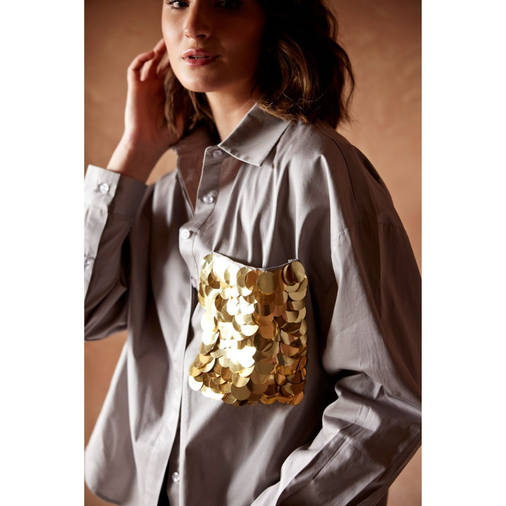 Palak Khandelwal Grey Shirt with Sequin