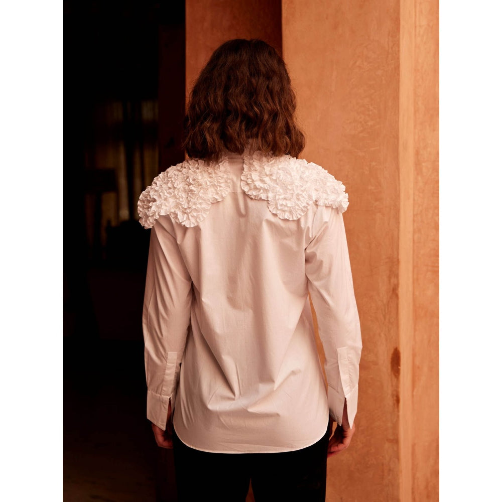 Palak Khandelwal White Shirt with Shoulder Frill