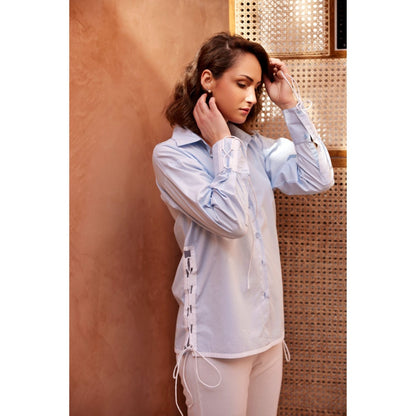 Palak Khandelwal Light Blue Shirt with Side Drawstrings