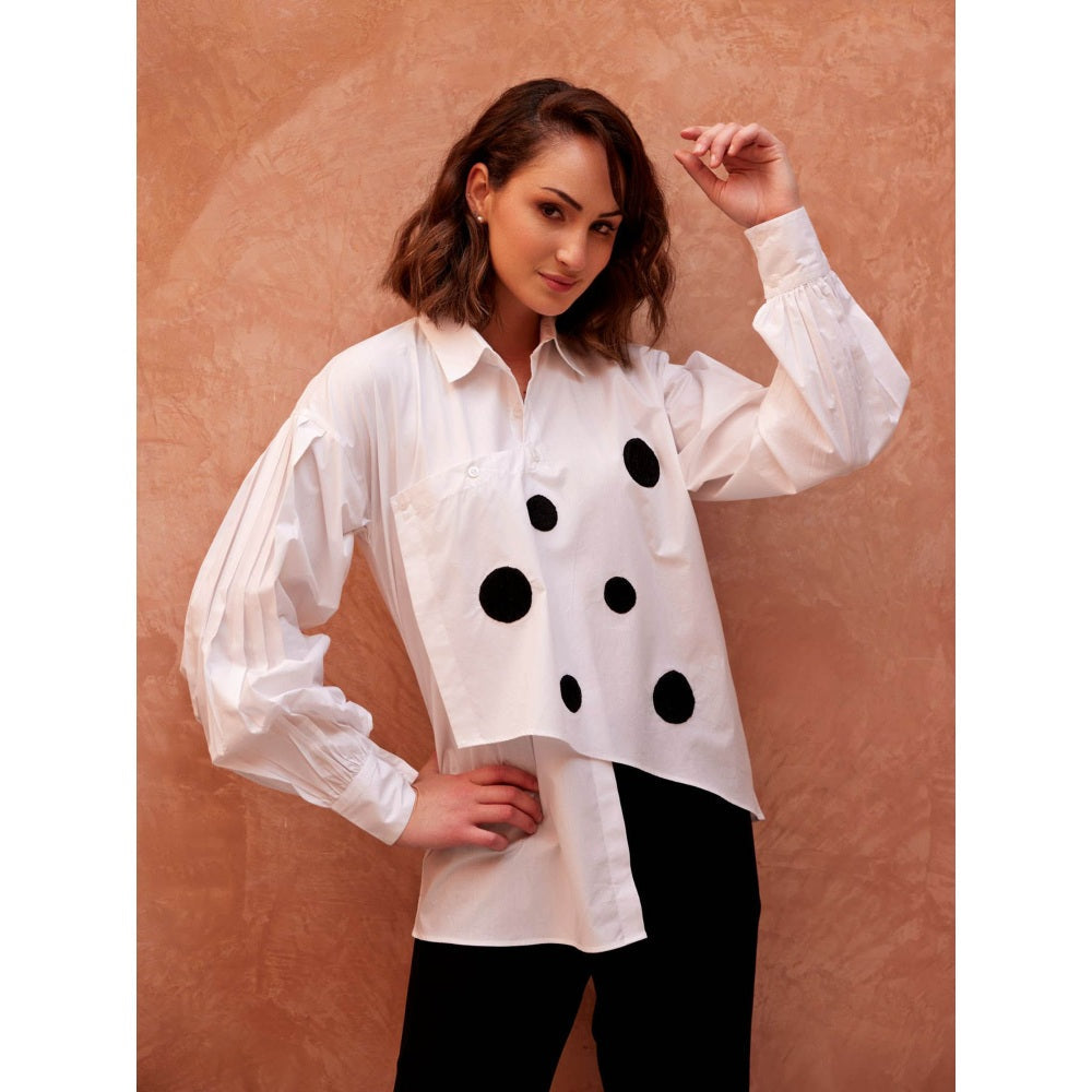 Palak Khandelwal White Shirt with Black Polka Dot Patch