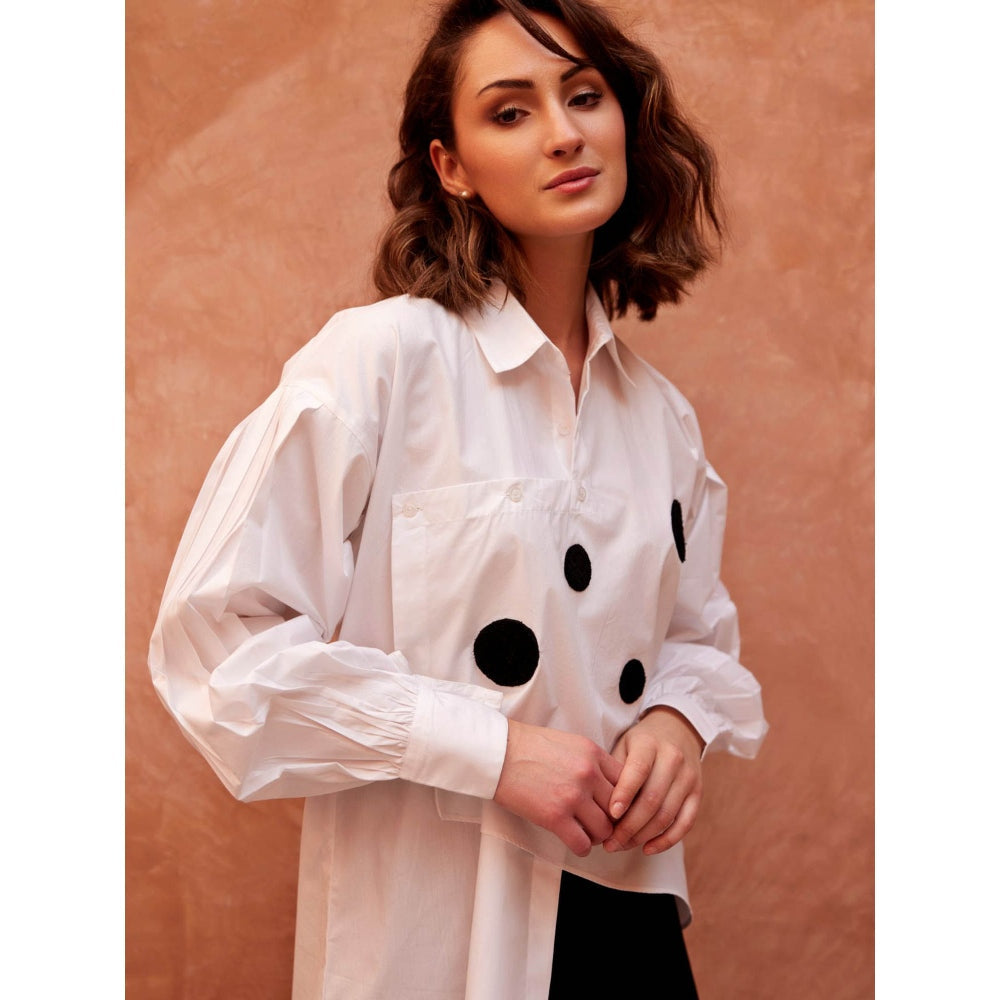 Palak Khandelwal White Shirt with Black Polka Dot Patch