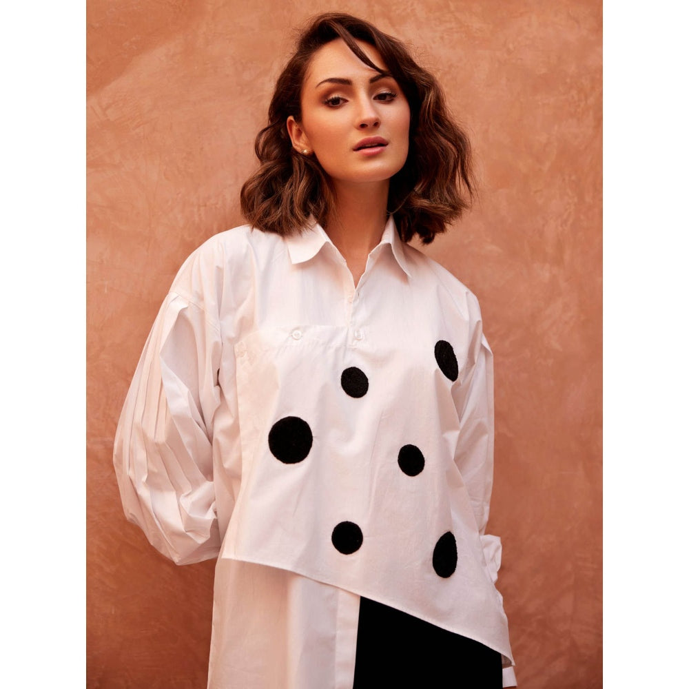 Palak Khandelwal White Shirt with Black Polka Dot Patch