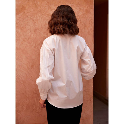 Palak Khandelwal White Shirt with Black Polka Dot Patch