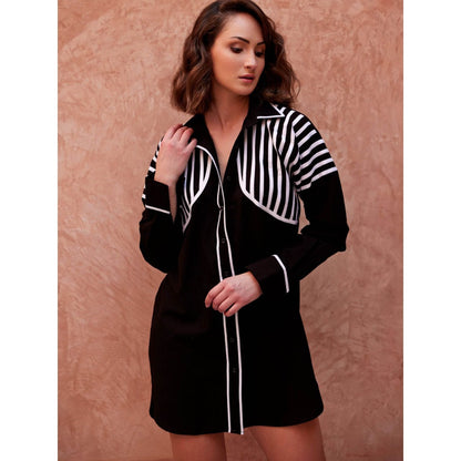 Palak Khandelwal Black Long Shirt with White Stripes